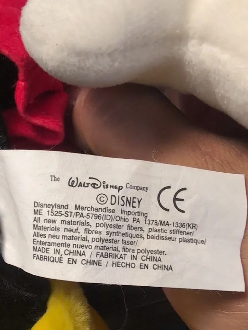 Disney Mickey Mouse Plush - Black, Red, Yellow